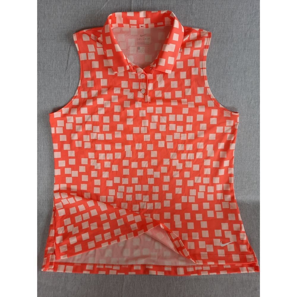 Nike Dri-Fit Women Large‎ Performance Active All-Over Print Orange Tank Top